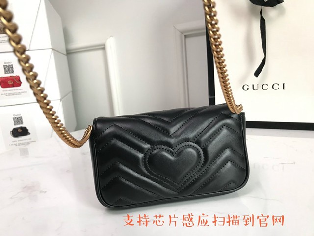 Gucci經典款女包 476433 古馳晶片版 原廠皮 GG Marmont Mini迷你單肩斜跨鏈條包  gqy3951